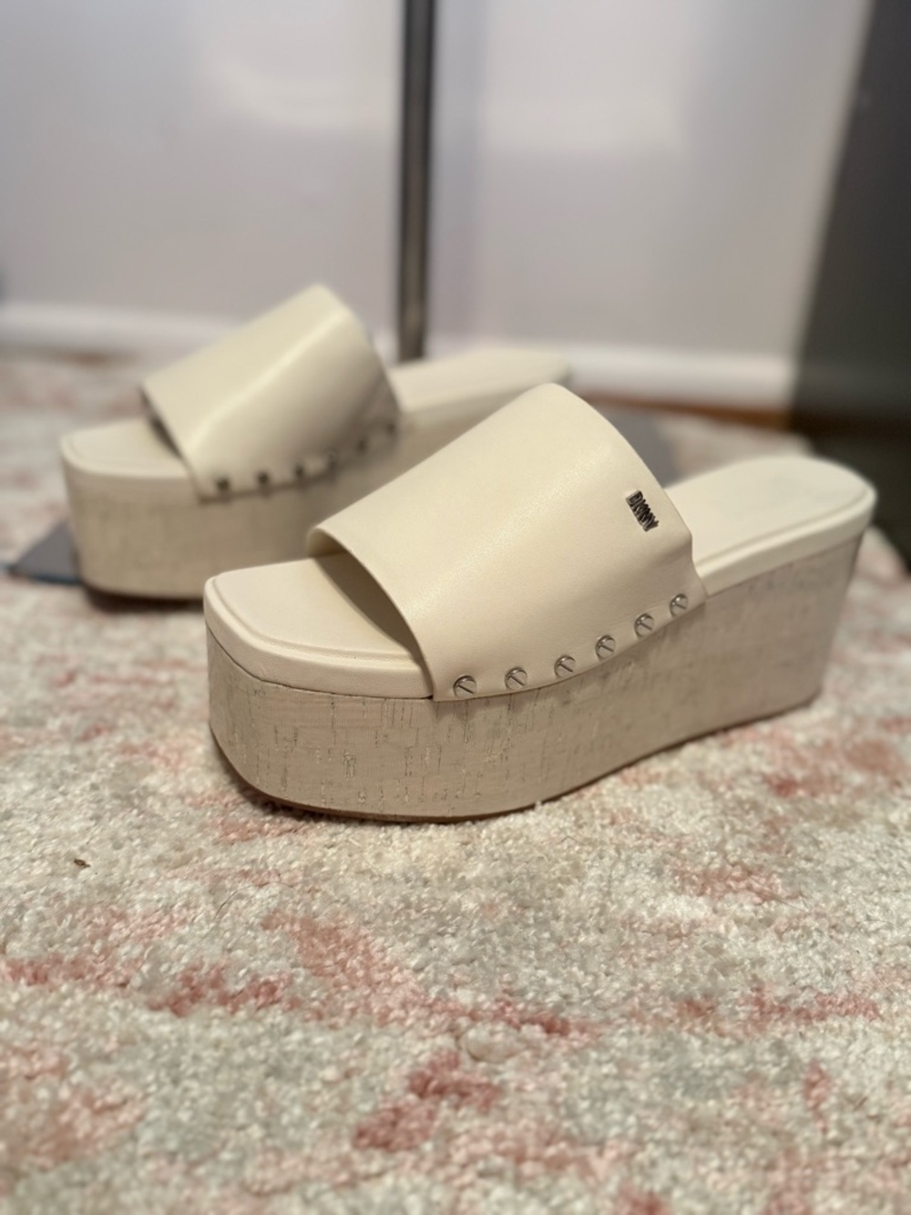 DNKY Platform Slide Wedges in Cream